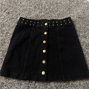 BB Dakota Black Mini Skirt with Gold Studs